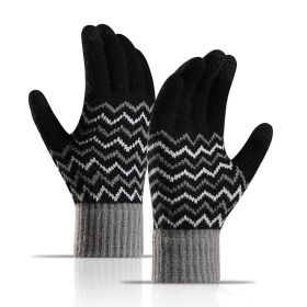 Men's Outdoor Cold-proof Warm Gloves (Option: Black-Average Size)