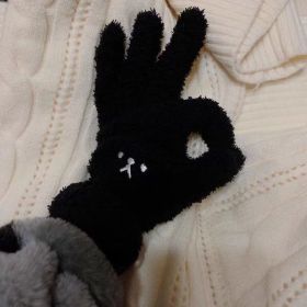 Warm Lady Winter Knitting Plush Gloves (Option: Black Extended Style-Free Size)