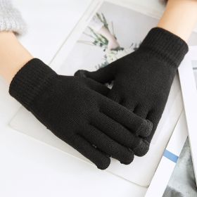 Winter Warm Plush Thickened Touch Screen Gloves (Option: Black-One size)