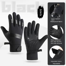Men's And Women's Fashion Outdoor Waterproof Windproof Touch Screen Riding Cold-proof Gloves (Option: Black-L)