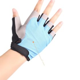 Anti Slip And Breathable Gloves With Exposed Fingers (Option: Blue-S)