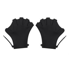 Swimming Gloves Water Palm Solid Color (Option: Black-L)