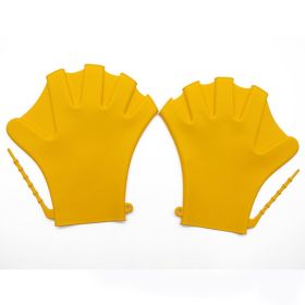Swimming Gloves Water Palm Solid Color (Option: Yellow-L)