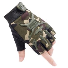 Children's Outdoor Sports Chicken Biking Mountain Climbing Half Finger Gloves (Option: Camouflage-3 To 6 Years Old)