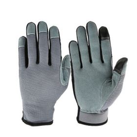 Deer Skin Two Layer Touch Screen Gardening Gloves (Option: Gray-L)