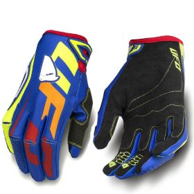 Motorcycle Cycling Bike Off-road Gloves Long Finger Breathable Gloves (Option: Blue And Yellow-XL)